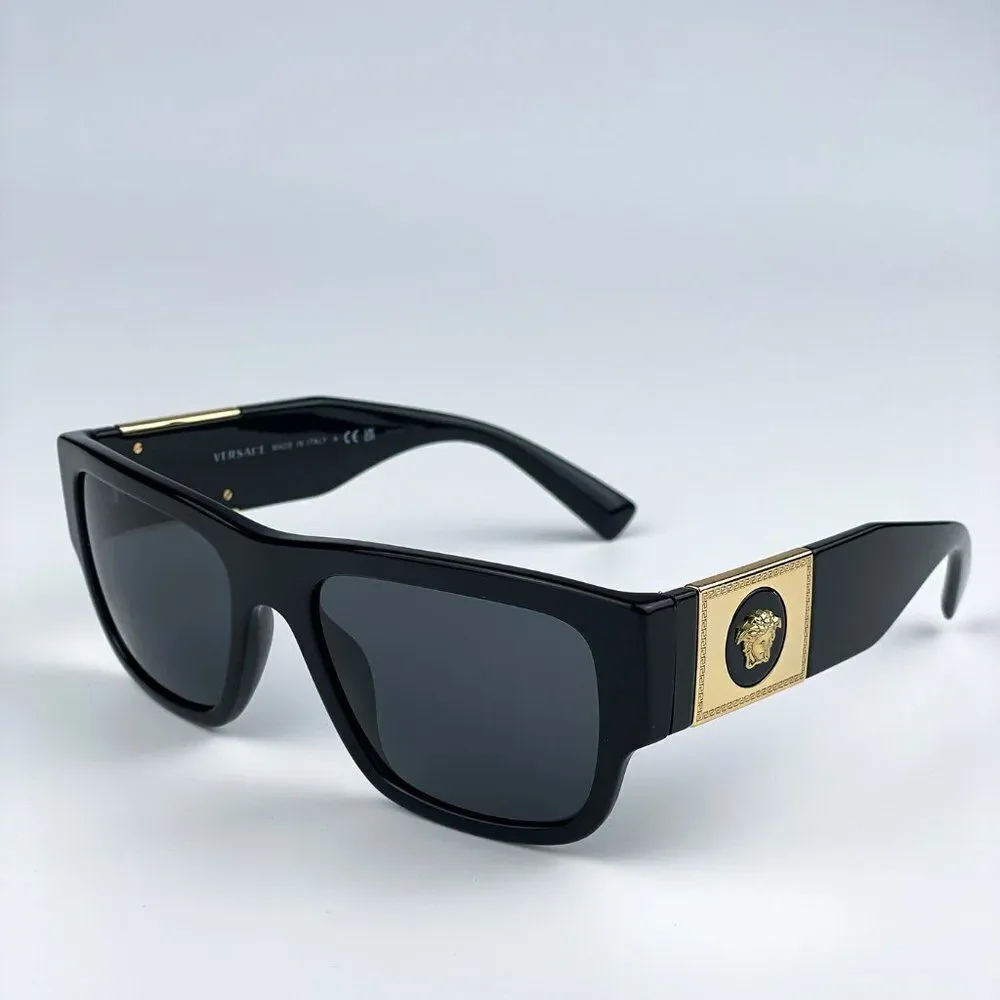 NEW Versace VE4406 GB1/87 Black Dark Grey Pilot Unisex Sunglasses